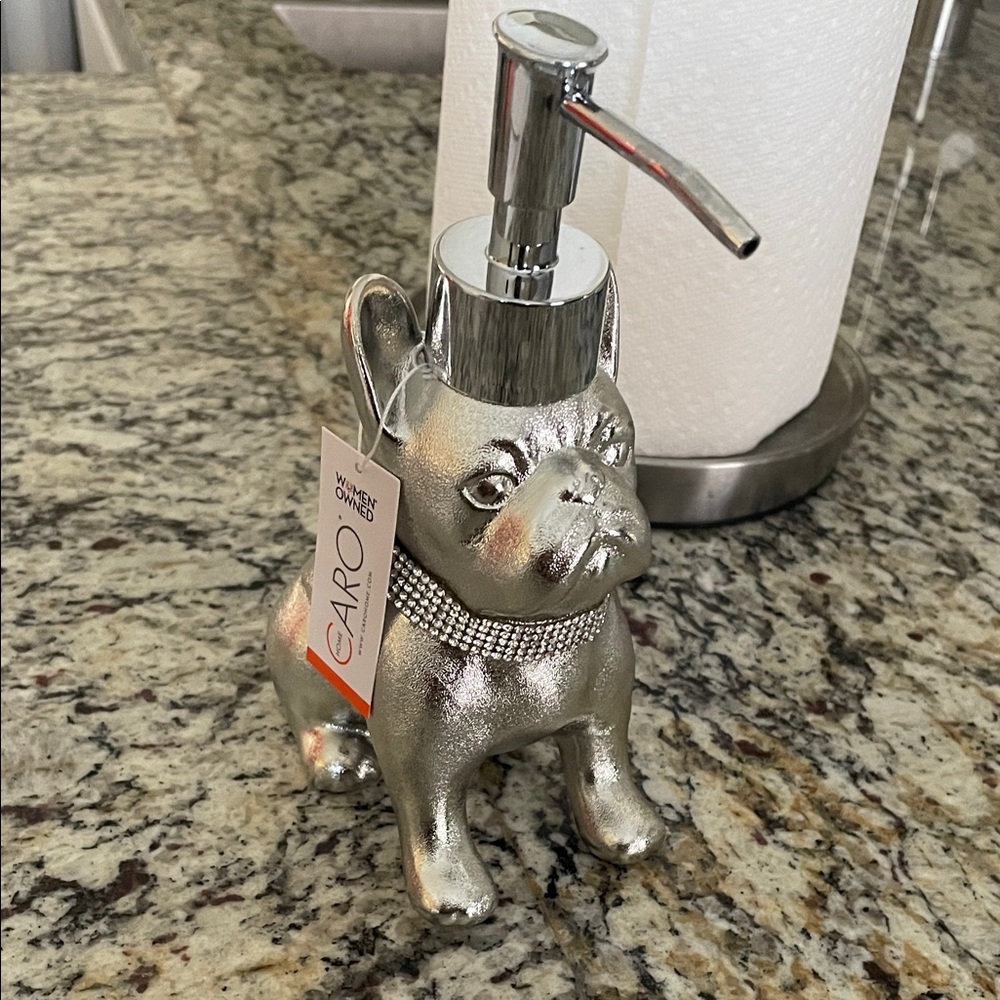 Chic Silver Bulldog Soap Dispenser